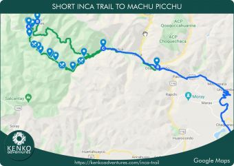 Short Inca Trail Map in Google Maps